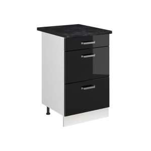 Keukenonderkast R-Line Zwart hoogglans/Wit 50 cm antraciet werkblad Vicco
