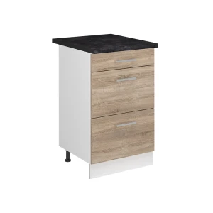 Keukenonderkast R-Line Sonoma/Wit 50 cm antraciet werkblad Vicco
