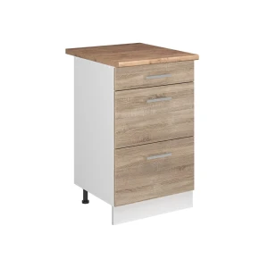 Keukenonderkast R-Line Sonoma/Wit 50 cm goudkleurig eiken werkblad Vicco