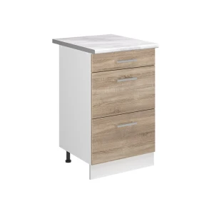 Keukenonderkast R-Line Sonoma/Wit 50 cm marmer werkblad Vicco
