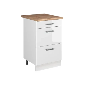Keukenonderkast R-Line Wit Hoogglans/Wit 50 cm goudkleurig eiken werkblad Vicco