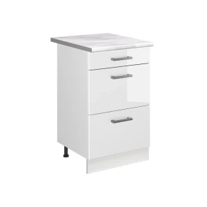 Keukenonderkast R-Line Wit Hoogglans/Wit 50 cm marmer werkblad Vicco
