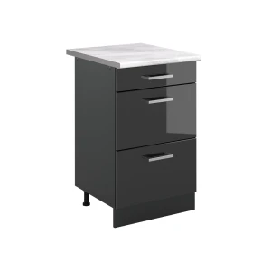 Keukenonderkast R-Line Antraciet Hoogglans/Antraciet 50 cm marmer werkblad Vicco