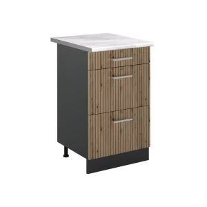 Keukenonderkast R-Line Artisanaal eiken/Antraciet 50 cm marmer werkblad Vicco