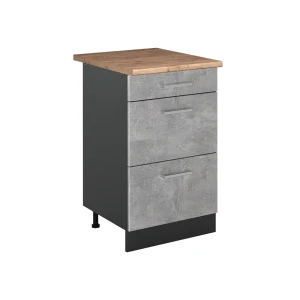 Keukenonderkast R-Line Beton/Antraciet 50 cm goudkleurig eiken werkblad Vicco