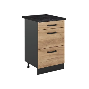 Keukenonderkast R-Line Goudkleurig Eiken/Antraciet 50 cm antraciet werkblad Vicco