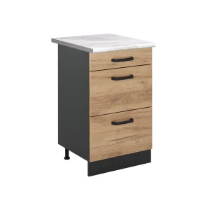 Szafka dolna do kuchni R-Line Dąb goldkraft/Antracyt 50 cm blat roboczy Marmur Vicco