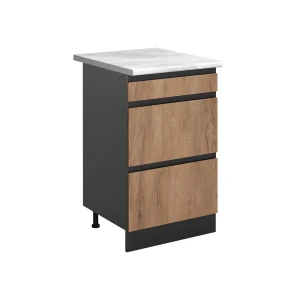 Keukenonderkast R-Line Goudkleurig Eiken/Antraciet 50 cm marmer werkblad Vicco