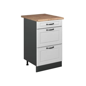 Keukenonderkast R-Line Wit landelijk/Antraciet 50 cm goudkleurig eiken werkblad Vicco