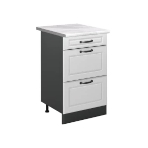 Keukenonderkast R-Line Wit landelijk/Antraciet 50 cm marmer werkblad Vicco