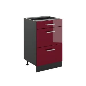 Keukenonderkast R-Line Rode hoogglans/Antraciet 50 cm zonder werkblad Vicco