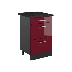 Keukenonderkast R-Line Rode hoogglans/Antraciet 50 cm antraciet werkblad Vicco