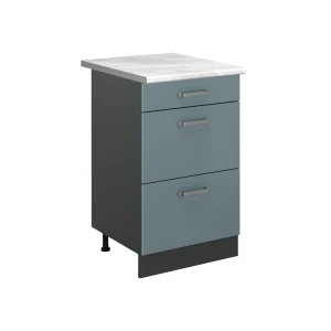 Keukenonderkast R-Line Blauw-grijs/Antraciet 50 cm marmer werkblad Vicco