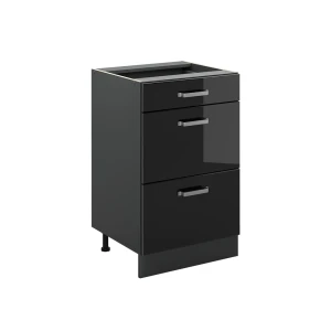 Keukenonderkast R-Line Zwart hoogglans/Antraciet 50 cm zonder werkblad Vicco