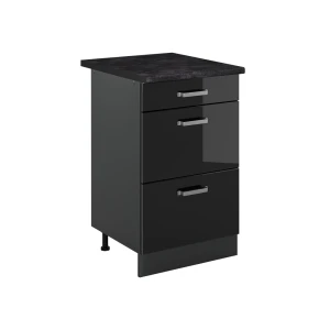 Keukenonderkast R-Line Zwart hoogglans/Antraciet 50 cm antraciet werkblad Vicco
