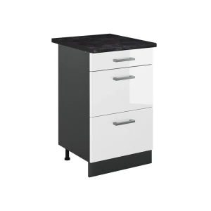 Szafka dolna do kuchni R-Line Biały wysoki połysk/Antracyt 50 cm blat roboczy Antracyt Vicco
