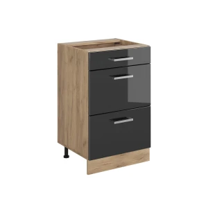 Keukenonderkast R-Line Antraciet Hoogglans/Goudkleurig Eiken 50 cm zonder werkblad Vicco
