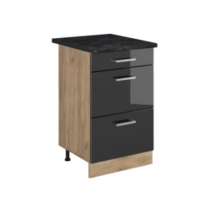 Keukenonderkast R-Line Antraciet Hoogglans/Goudkleurig Eiken 50 cm antraciet werkblad Vicco