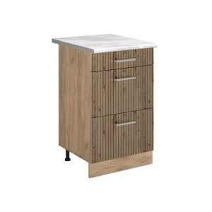 Keukenonderkast R-Line Artisanaal eiken/Goudkleurig Eiken 50 cm marmer werkblad Vicco