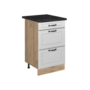 Keukenonderkast R-Line Wit landelijk/Goudkleurig Eiken 50 cm antraciet werkblad Vicco