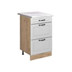 Keukenonderkast R-Line Wit landelijk/Goudkleurig Eiken 50 cm marmer werkblad Vicco