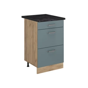 Keukenonderkast R-Line Blauw-grijs/Goudkleurig Eiken 50 cm antraciet werkblad Vicco