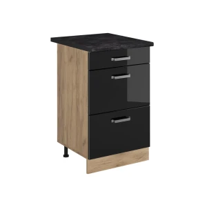 Szafka dolna do kuchni R-Line Czarny połysk/Dąb goldkraft 50 cm blat roboczy Antracyt Vicco