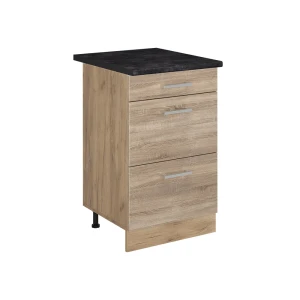Kitchen base cabinet R-Line Sonoma/Goldkraft oak 50 cm anthracite worktop Vicco
