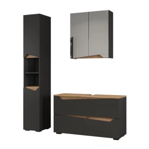Bathroom furniture set Marelle Anthracite/Artisan oak 3 parts Vicco