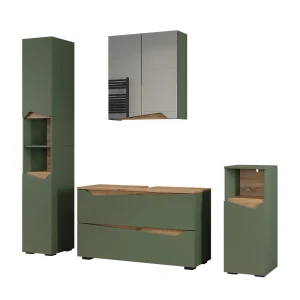 Bathroom furniture set Marelle Green/Artisan oak 4 parts Vicco