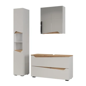 Badkamermeubelset Marelle Wit/Artisanaal eiken 3-delig Vicco