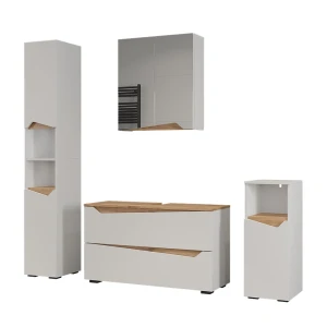 Bathroom furniture set Marelle White/Artisan oak 4 parts Vicco