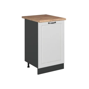 Kitchen base cabinet R-Line White country house/Anthracite 50 cm Goldkraft oak worktop Vicco