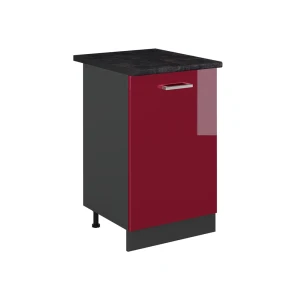 Kitchen base cabinet R-Line Red high gloss/Anthracite 50 cm anthracite worktop Vicco