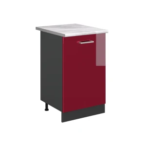 Meuble bas de cuisine R-Line Rouge brillant/Anthracite 50cm plan de travail Marbre Vicco