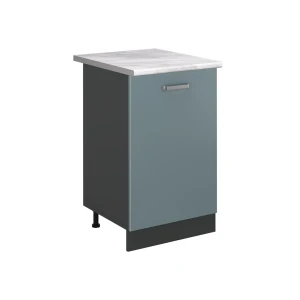 Kitchen base cabinet R-Line Blue-Grey/Anthracite 50 cm marble worktop Vicco