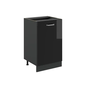 Kitchen base cabinet R-Line Black high gloss/Anthracite 50 cm without worktop Vicco