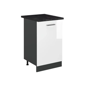 Kitchen base cabinet R-Line White High Gloss/Anthracite 50 cm anthracite worktop Vicco