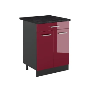 Mobiletto base cucina R-Line Rosso lucido/Antracite 60 cm con cassetto piano di lavoro Antracite Vicco