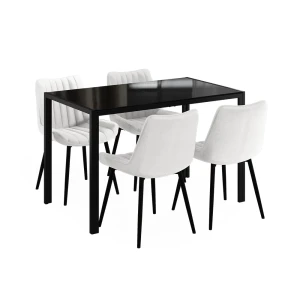 Dining table set Grand Black 120 x 70 cm with 4 chairs (beige) Vicco