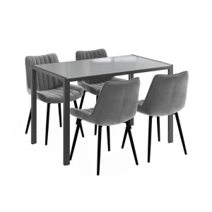 Dining table set Grand Grey 120 x 70 cm with 4 chairs (gray) Vicco