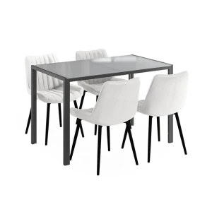 Dining table set Grand Grey 120 x 70 cm with 4 chairs (beige) Vicco