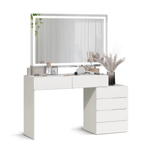 Vanity table Alvia White 100 cm with LED mirror Vicco