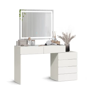 Vanity table Alvia White 100 cm with LED mirror Vicco