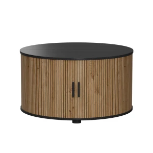Coffee table Selva Oak/black 80 x 80 cm with sliding door Vicco