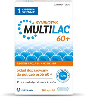 Multilac 60+, kapsułki, synbiotyk (probiotyk + prebiotyk), 20 szt.