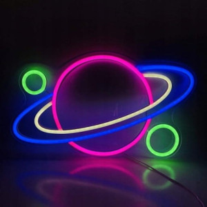 Duży Gotowy Neon led USB na ścianę Planeta