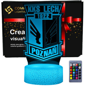 Lampka nocna 3D LED USB Liga Polska Klub Lech Poznań