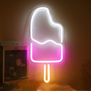 Neon LED USB/baterie lampka na ścianę Napis do pokoju znak Lody