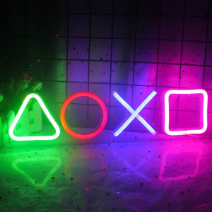Duży Neon LED USB lampka na ścianę Napis do pokoju znak neonowy DOXO PlayStation PS